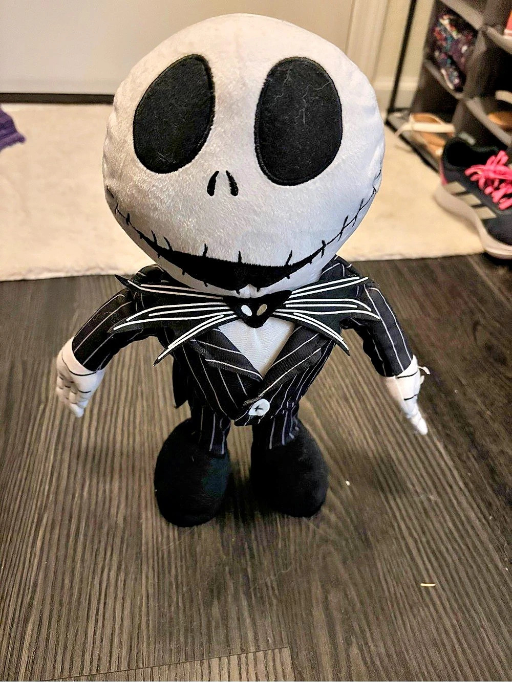Disney Jack Skellington Animated Plush Doll Black & White Striped